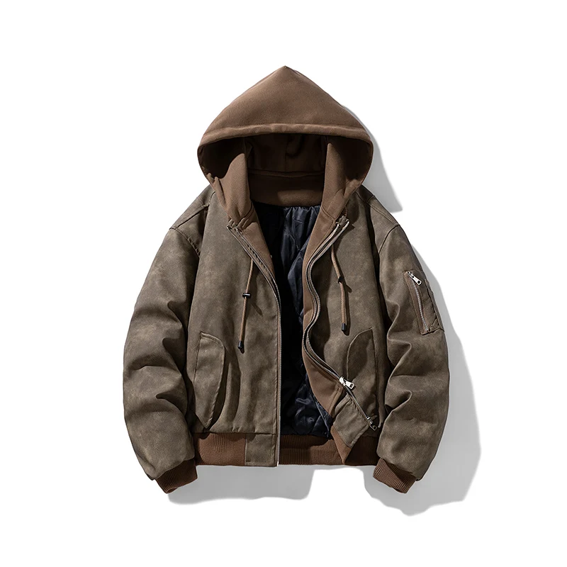 Retro Jackets Splicing Fake Two Piece Hooded Water Washed Leather Jacket Men Trendy Brand Loose Casual Coat Men Large Size M-8XL
Retro Jackets Splicing Fake Two Piece Hooded Water Washed Leather Jacket Men Trendy Brand Loose Casual Coat Men Large Size M-8XL