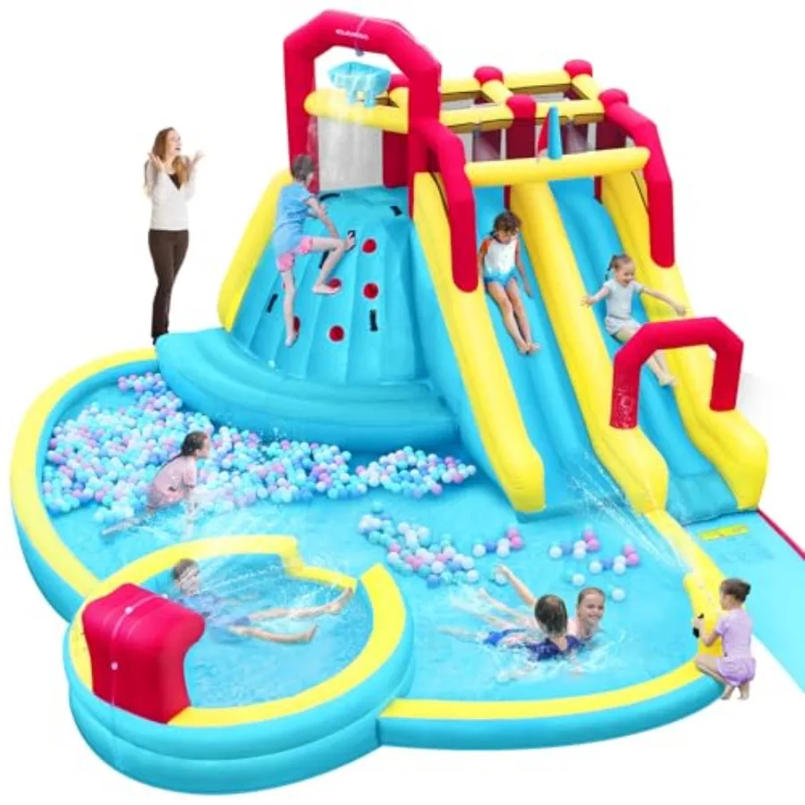 Inflatable Water Slide Bounce House with 19.1ft Attachable Double Slides Deep Pool Climbing Wall Water Cannon 750W Blower Inclu
Inflatable Water Slide Bounce House with 19.1ft Attachable Double Slides Deep Pool Climbing Wall Water Cannon 750W Blower Inclu
