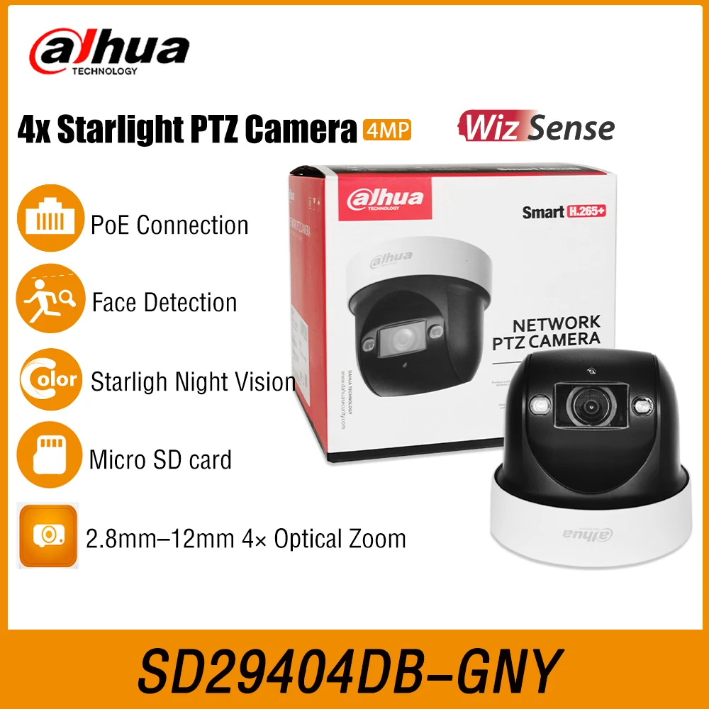 Dahua SD29404DB-GNY 4MP 2.8–12mm Auto 4x IR50m Smart Starlight WizSense Network 360° PTZ Security Protection CCTV Camera SMD 3.0
Dahua SD29404DB-GNY 4MP 2.8–12mm Auto 4x IR50m Smart Starlight WizSense Network 360° PTZ Security Protection CCTV Camera SMD 3.0