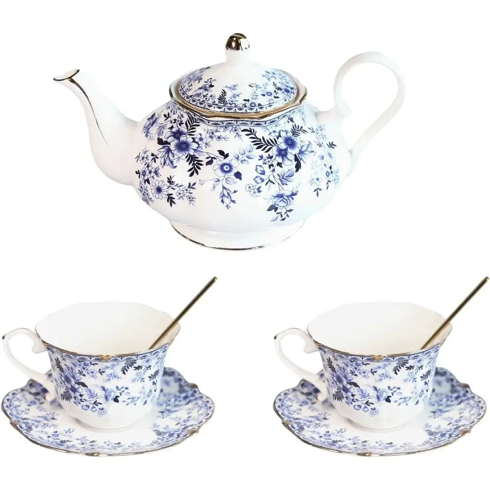 Vintage loral Porcelain Bone China Tea Set - 1 Teapot, 2 Cups & Saucers with Gold Trim, Includes 2 Spoon, 22oz loral Ceic Teapot
Vintage loral Porcelain Bone China Tea Set - 1 Teapot, 2 Cups & Saucers with Gold Trim, Includes 2 Spoon, 22oz loral Ceic Teapot