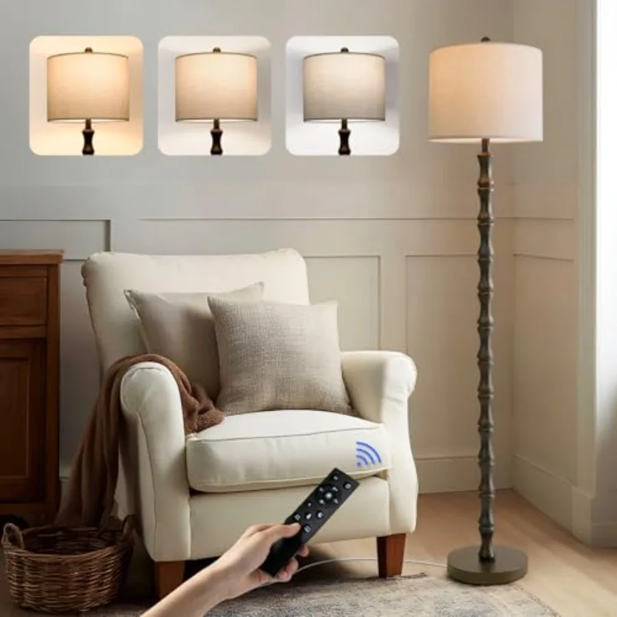 62" Rustic Farmhouse Floor Lamp with Remote and Dimmable 9W Bulb 3 Color Temperatures Resin Standing Lamp Retro Tall Lamp for L
62" Rustic Farmhouse Floor Lamp with Remote and Dimmable 9W Bulb 3 Color Temperatures Resin Standing Lamp Retro Tall Lamp for L