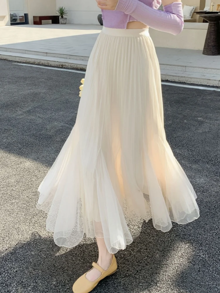 SMTHMA Mesh Mid-Length Skirt New Spring/Summer High Waist A-line Pleated Skirt Women's Trumpet Mermaid Long Skirt
SMTHMA Mesh Mid-Length Skirt New Spring/Summer High Waist A-line Pleated Skirt Women's Trumpet Mermaid Long Skirt