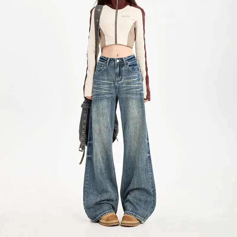 2025 винтажные потертые джинсы с высокой талией, женские новые облегающие брюки-клеш, повседневные женские джинсовые брюки, трендовая уличная одежда 
2025 винтажные потертые джинсы с высокой талией, женские новые облегающие брюки-клеш, повседневные женские джинсовые брюки, трендовая уличная одежда