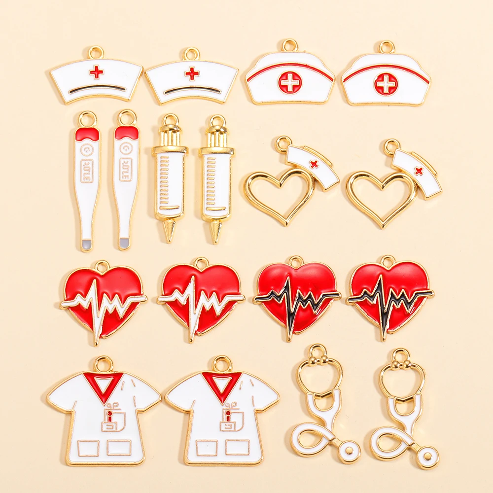10Pcs Cartoon Medical Theme Charms Enamel Nurse Cap Doctor Stethoscope Syringe Pendant for Creative Keychain Diy Jewelry Accesso
10Pcs Cartoon Medical Theme Charms Enamel Nurse Cap Doctor Stethoscope Syringe Pendant for Creative Keychain Diy Jewelry Accesso