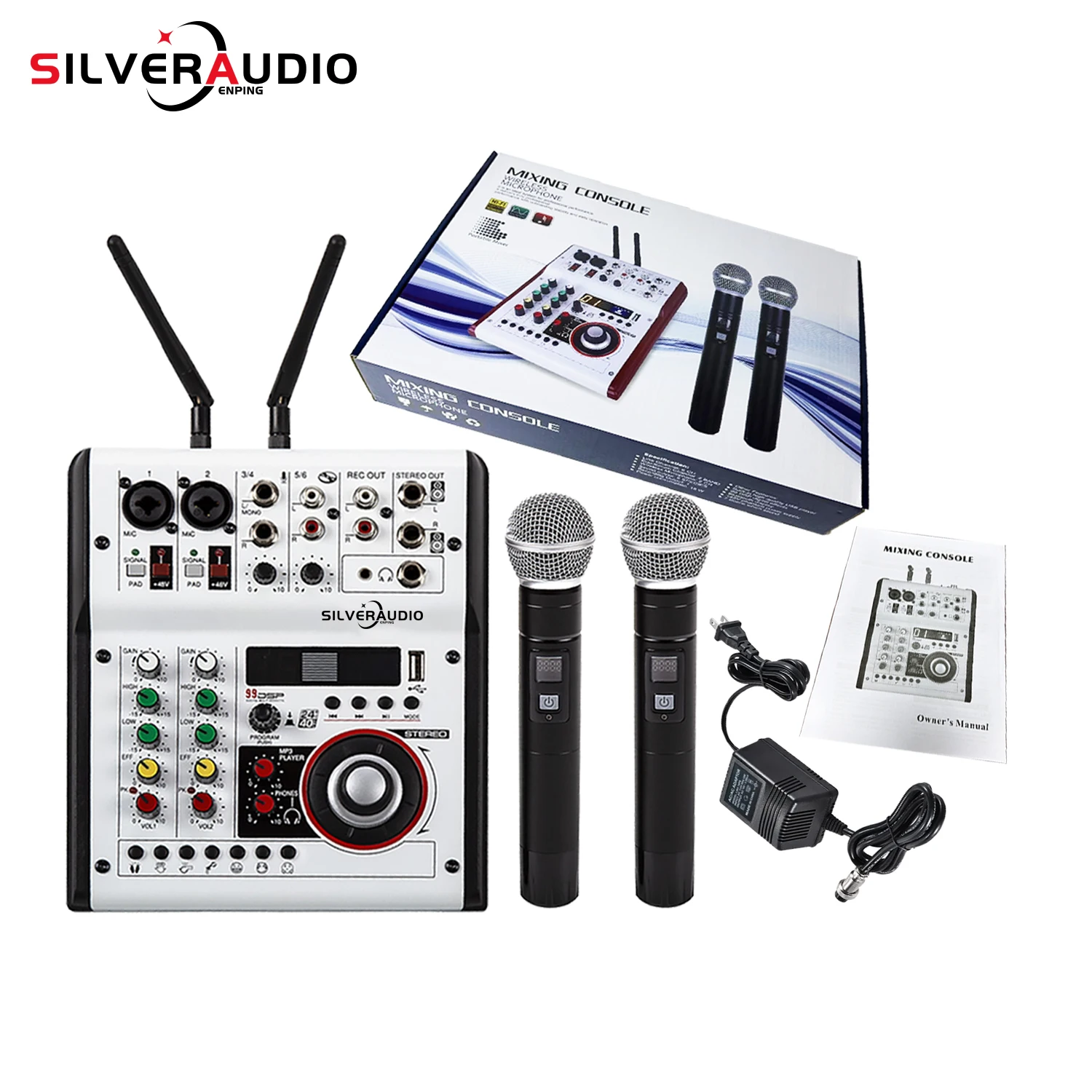 GAX-G06 Professional Console MP3 Home Stage Performance Mixer 6 Channel Digital Audio Mixer with Microphones
GAX-G06 Professional Console MP3 Home Stage Performance Mixer 6 Channel Digital Audio Mixer with Microphones