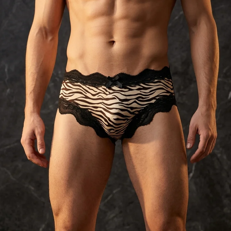 Men's Sexy Lace Briefs Leopard Print Scalloped Lace Trim Bow Decoration Low Rise 3D Pouch Male Underwear
Men's Sexy Lace Briefs Leopard Print Scalloped Lace Trim Bow Decoration Low Rise 3D Pouch Male Underwear