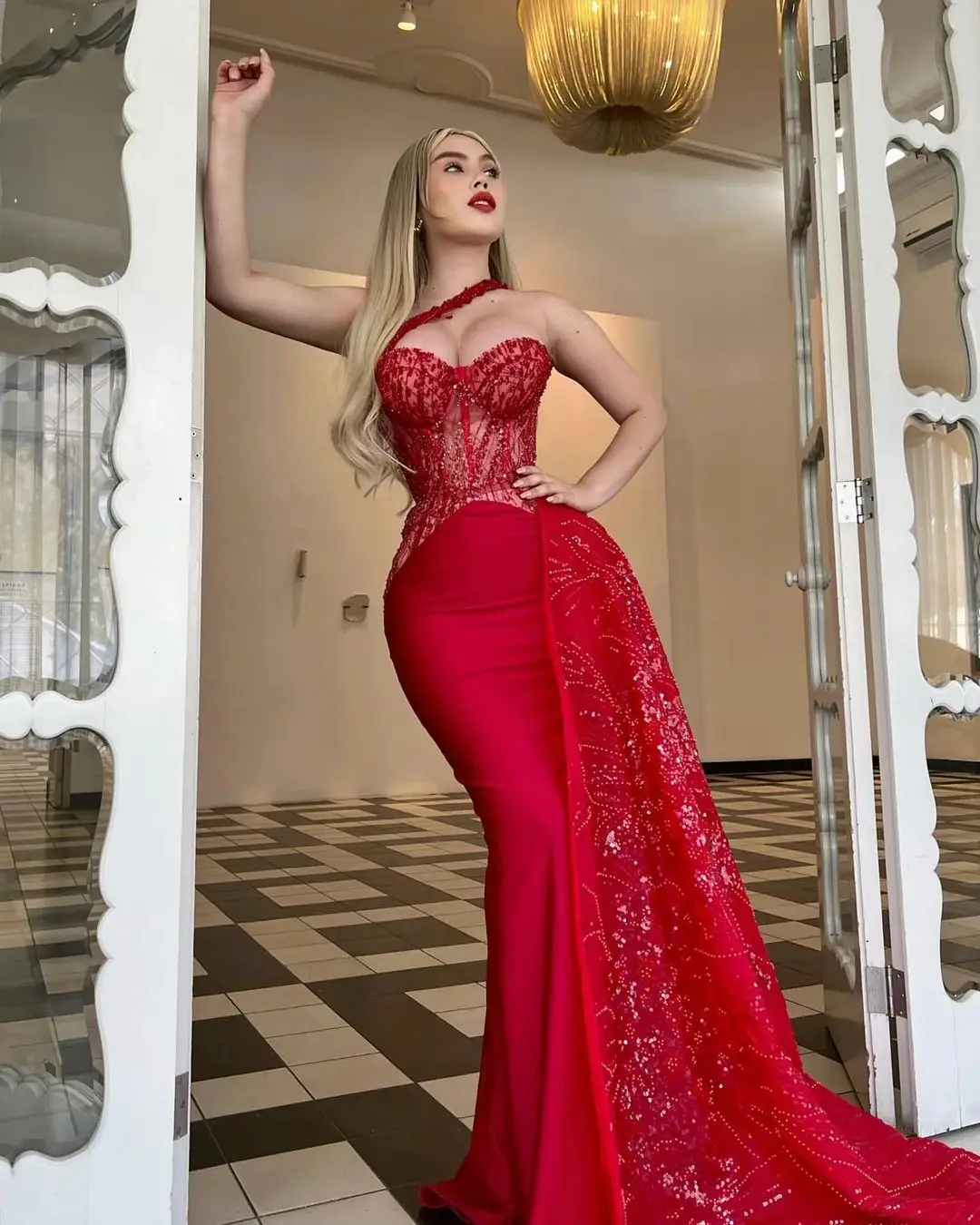 Customized Exquisite Jersey Straight One Shoulder Sequined Evening Dresses Strapless Sleeveless Panel Train Red Prom D
Customized Exquisite Jersey Straight One Shoulder Sequined Evening Dresses Strapless Sleeveless Panel Train Red Prom D