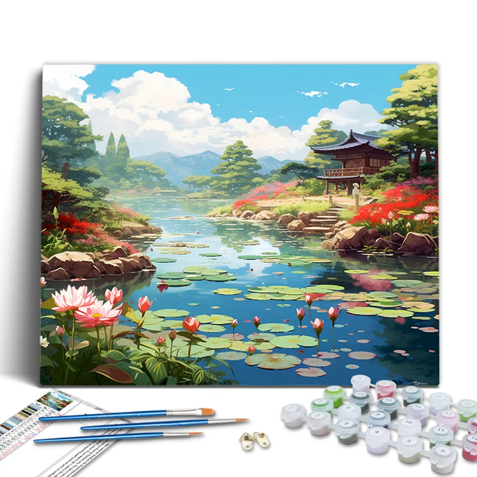 RUOPOTY Paint By Numbers Drawing Brushes Chinese retro architecture park scenery Landscape Picture Frame Oil Paintings On Number
RUOPOTY Paint By Numbers Drawing Brushes Chinese retro architecture park scenery Landscape Picture Frame Oil Paintings On Number