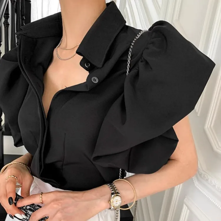 Fashion Lapel Neck Single Breasted Blouses Summer New White Shirts Women Y2k Grunge Puff Sleeve Slim Fit Blusas Mujer
Fashion Lapel Neck Single Breasted Blouses Summer New White Shirts Women Y2k Grunge Puff Sleeve Slim Fit Blusas Mujer