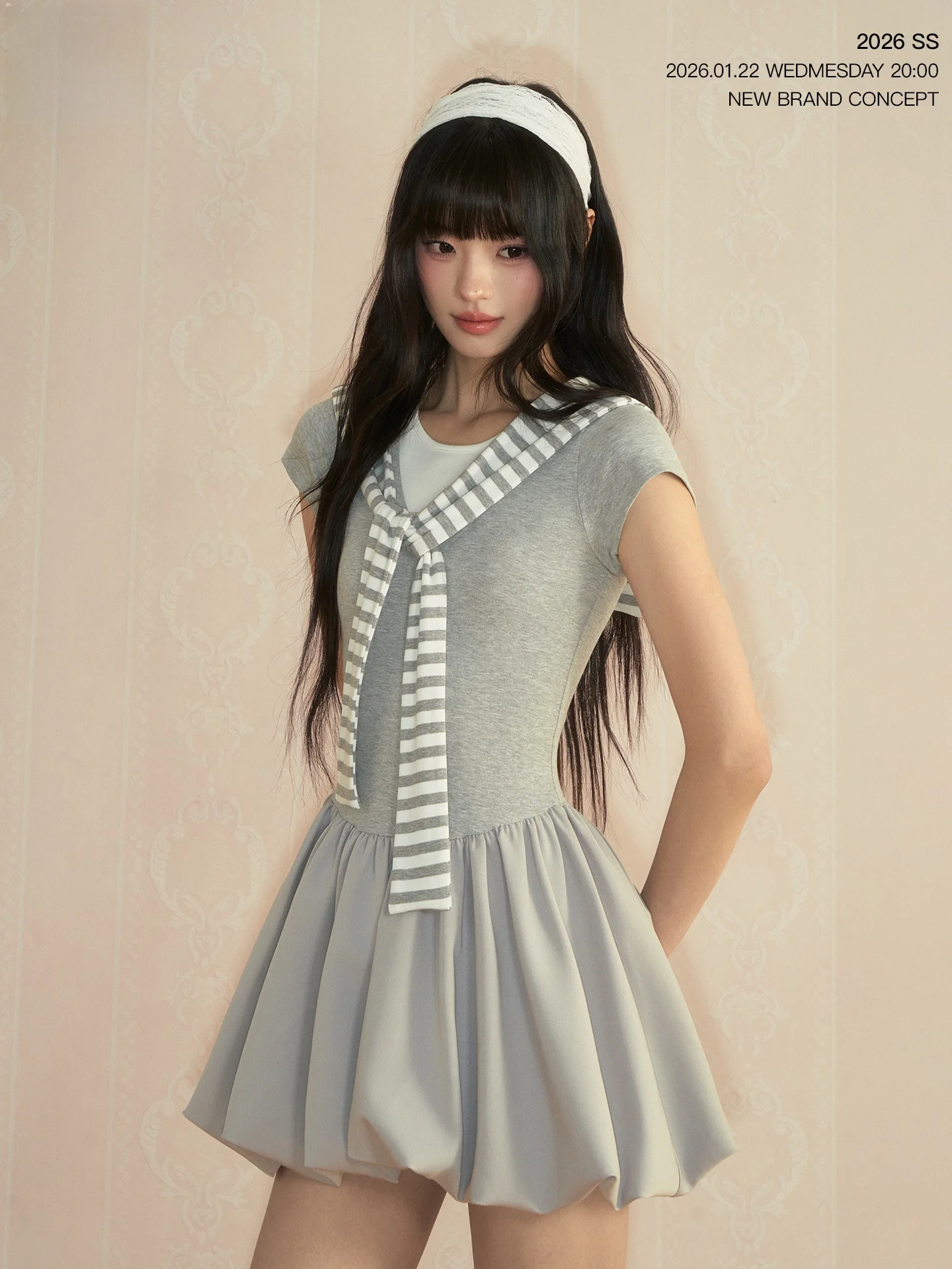 Gray Shawl Navy Collar Bouffant Dress Waist Cinched A-Line Skirt Fake Two-Piece French Style Short Sleeve Slim Fit Daily Wear
Gray Shawl Navy Collar Bouffant Dress Waist Cinched A-Line Skirt Fake Two-Piece French Style Short Sleeve Slim Fit Daily Wear