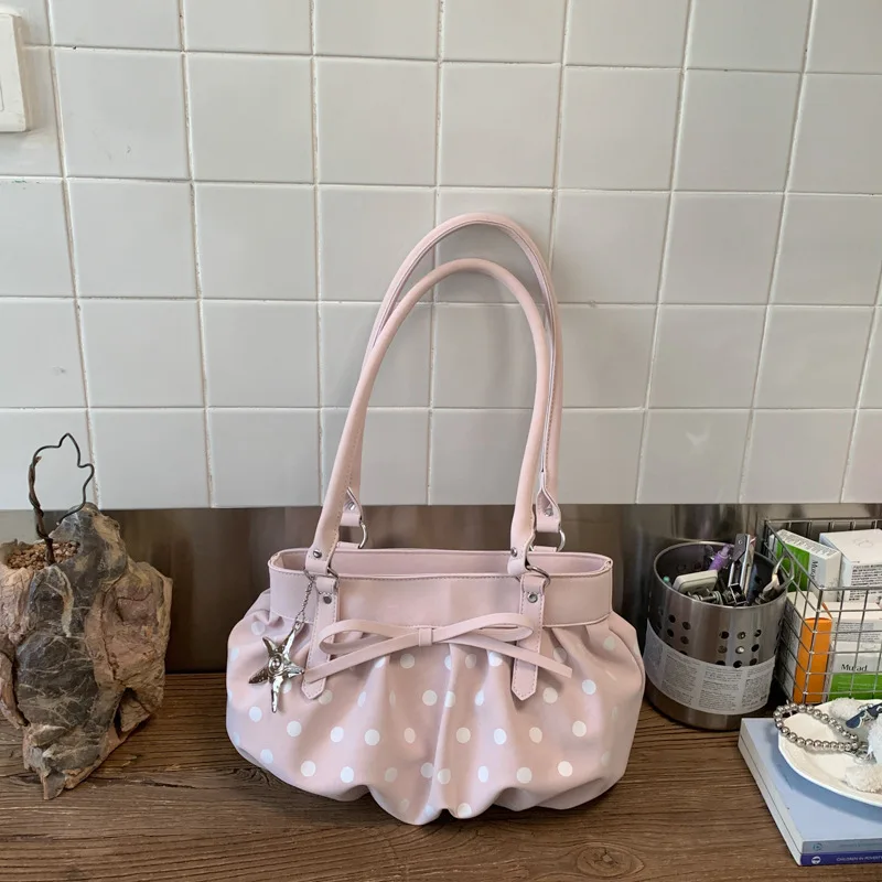French Polka Dot Bow Women Pu Leather Shoulder Bags Large Capacity Versatile Ladies Casual Tote Sweet Girls Handbags for Daily
French Polka Dot Bow Women Pu Leather Shoulder Bags Large Capacity Versatile Ladies Casual Tote Sweet Girls Handbags for Daily