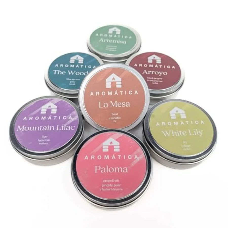 Bluecorn Aromática Scented Candle Sample Set, 7 Clean Burn Coconut Wax Tins, Mountain Lilac, White Lily, Paloma, The Woodsy, Ar
Bluecorn Aromática Scented Candle Sample Set, 7 Clean Burn Coconut Wax Tins, Mountain Lilac, White Lily, Paloma, The Woodsy, Ar