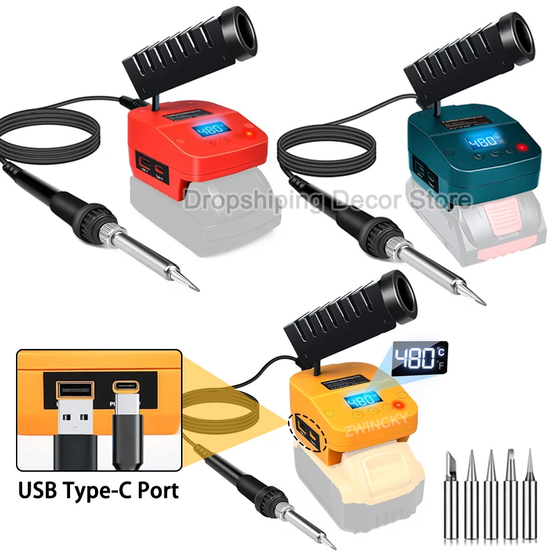 for Dewalt/Milwaukee/Bosch 18V Li-ion Battery Adjustable Soldering Iron Station Electric Soldering Iron With Display USB Type-C
for Dewalt/Milwaukee/Bosch 18V Li-ion Battery Adjustable Soldering Iron Station Electric Soldering Iron With Display USB Type-C