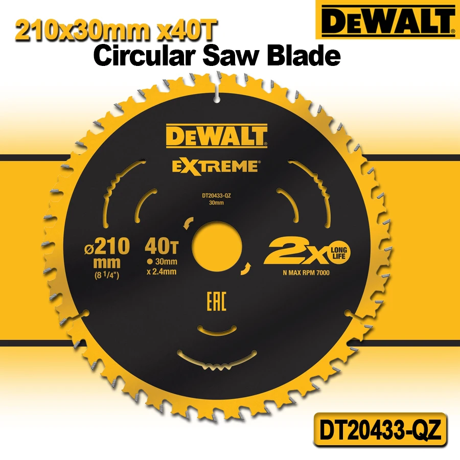 DEWALT Dt20433 Extreme Circular Saw Blade for Wood 210 x 30mm x 40T Circular Saw Tool Accessories
DEWALT Dt20433 Extreme Circular Saw Blade for Wood 210 x 30mm x 40T Circular Saw Tool Accessories
