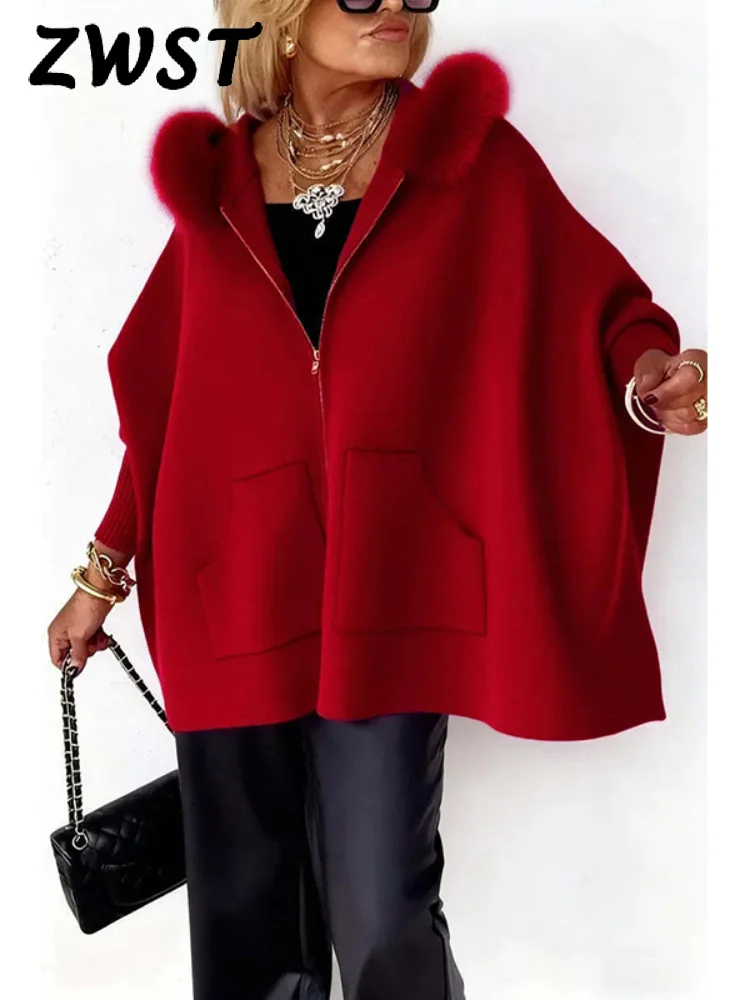 Casual Knitted Fur Collar Hoddy Cardigan Women Loose Full Sleeve Zipper Pockets Oversize Sweaters 2025 Fashion All-match Sweater
Casual Knitted Fur Collar Hoddy Cardigan Women Loose Full Sleeve Zipper Pockets Oversize Sweaters 2025 Fashion All-match Sweater