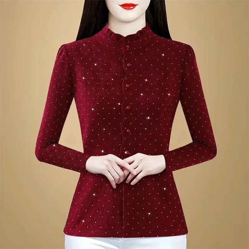 Autumn and Winter New Fashion Jacquard Earring Collar Shirt Knitted Jacquard Hot Diamond Long-sleeved Bottoming Shirt Top
Autumn and Winter New Fashion Jacquard Earring Collar Shirt Knitted Jacquard Hot Diamond Long-sleeved Bottoming Shirt Top