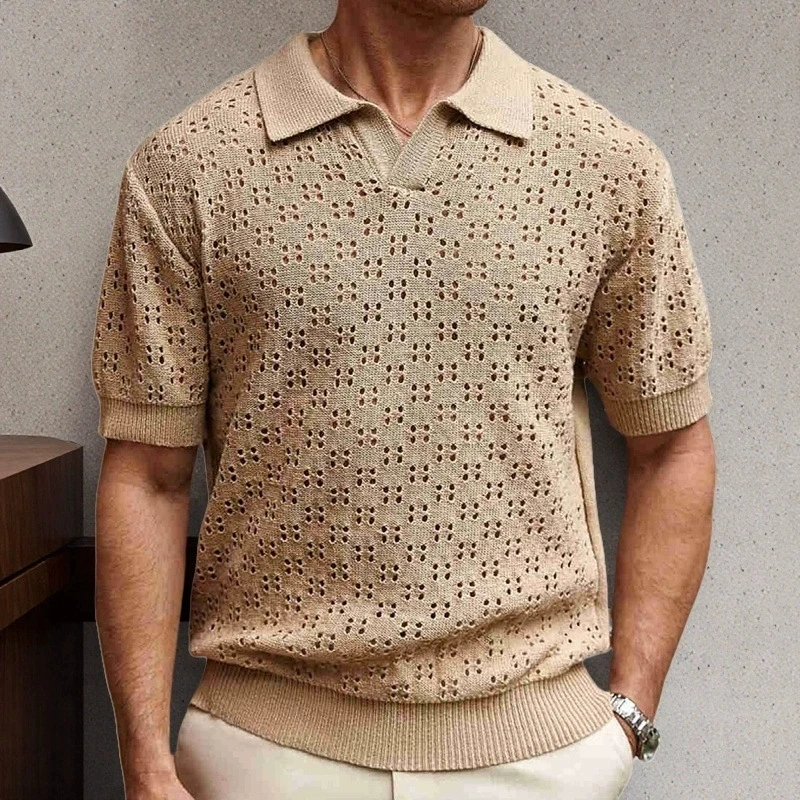 Men's European and American men's casual knitted sweater, fashionable tailcoat collar, ice cold silk knitted polo shirt
Men's European and American men's casual knitted sweater, fashionable tailcoat collar, ice cold silk knitted polo shirt