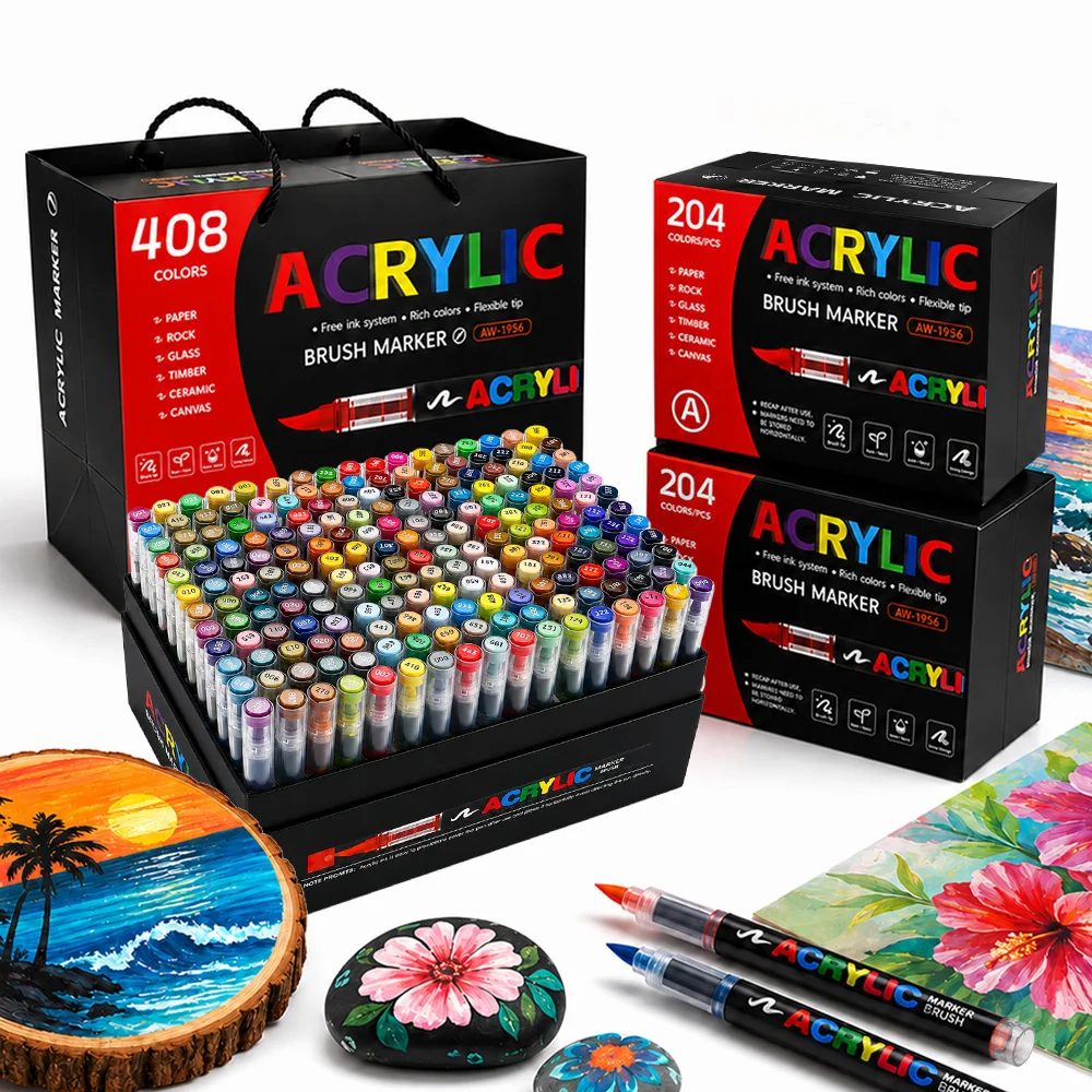 408Colors Acrylic Paint Pens Professional Illustration Design DIY Creative Painting Crafts Brush Marker Art Class Home Supplies
408Colors Acrylic Paint Pens Professional Illustration Design DIY Creative Painting Crafts Brush Marker Art Class Home Supplies