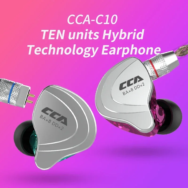 CCA C10 4ba+1dd Hybrid In Ear Earphones Hifi Dj Monito Running Sports Earphone 5 Drive Unit Headset Noise Cancelling Earbuds
CCA C10 4ba+1dd Hybrid In Ear Earphones Hifi Dj Monito Running Sports Earphone 5 Drive Unit Headset Noise Cancelling Earbuds