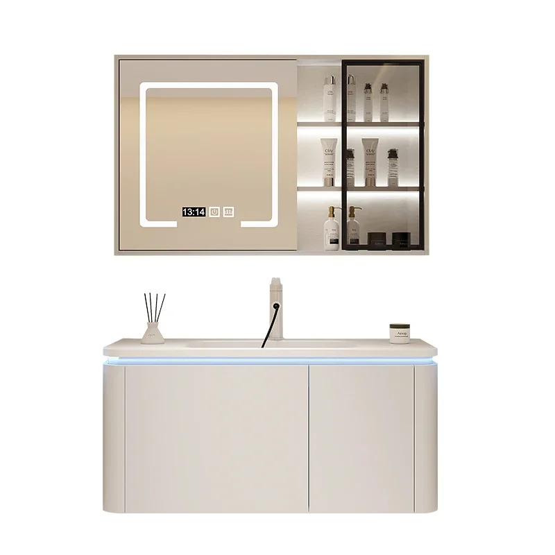 Modern simple skin feeling integrated basin bathroom cabinet, toilet washbasin washbasin cabinet combination
Modern simple skin feeling integrated basin bathroom cabinet, toilet washbasin washbasin cabinet combination