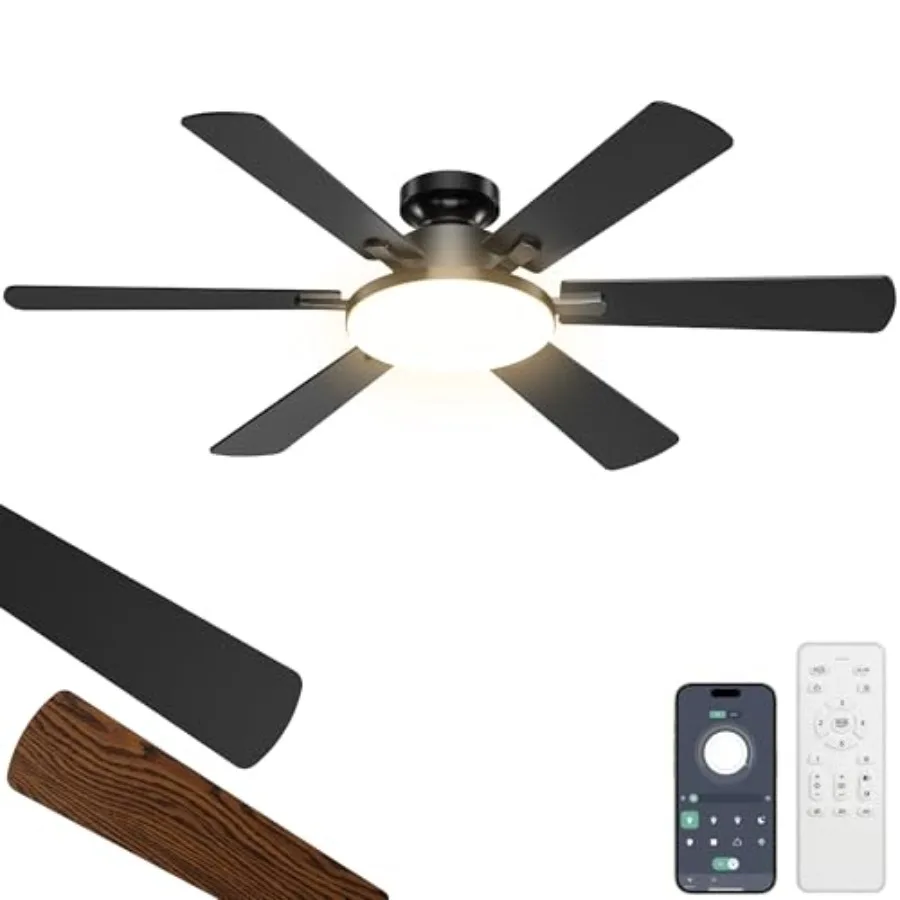 52 Inch Ceiling Fans with Lights Upgraded 6 Blades Ceiling Fan with Light Remote Quiet 6 Speed Reversible DC Motor Modern Desig
52 Inch Ceiling Fans with Lights Upgraded 6 Blades Ceiling Fan with Light Remote Quiet 6 Speed Reversible DC Motor Modern Desig