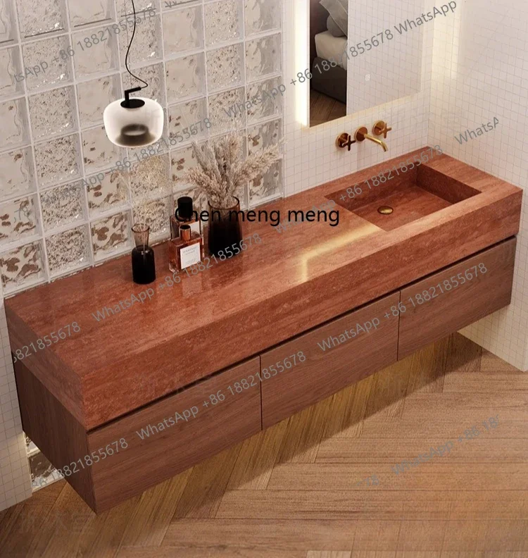 X Red travertine rock slab ceramic seamless integrated basin bathroom cabinet combined bathroom, washstand
X Red travertine rock slab ceramic seamless integrated basin bathroom cabinet combined bathroom, washstand