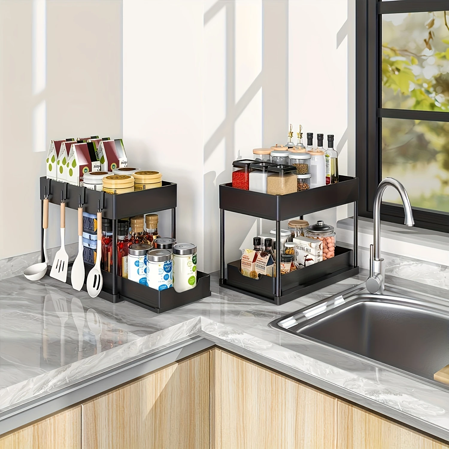 1pc Under Sink Cabinet - 2-Tier Sliding Organizer Drawers with Varnished Plastic Construction, Pull-out Shelf, Cup Holder - Bath
1pc Under Sink Cabinet - 2-Tier Sliding Organizer Drawers with Varnished Plastic Construction, Pull-out Shelf, Cup Holder - Bath