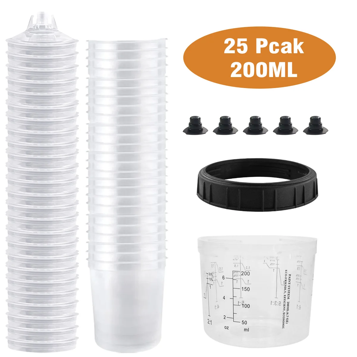 200ML Spray Gun Paint Mixing/Paint Filter Cup Airbrush Tank 15/25pcs Disposable Paint Cup with 2pcs Spray Gun Cup Adapter
200ML Spray Gun Paint Mixing/Paint Filter Cup Airbrush Tank 15/25pcs Disposable Paint Cup with 2pcs Spray Gun Cup Adapter