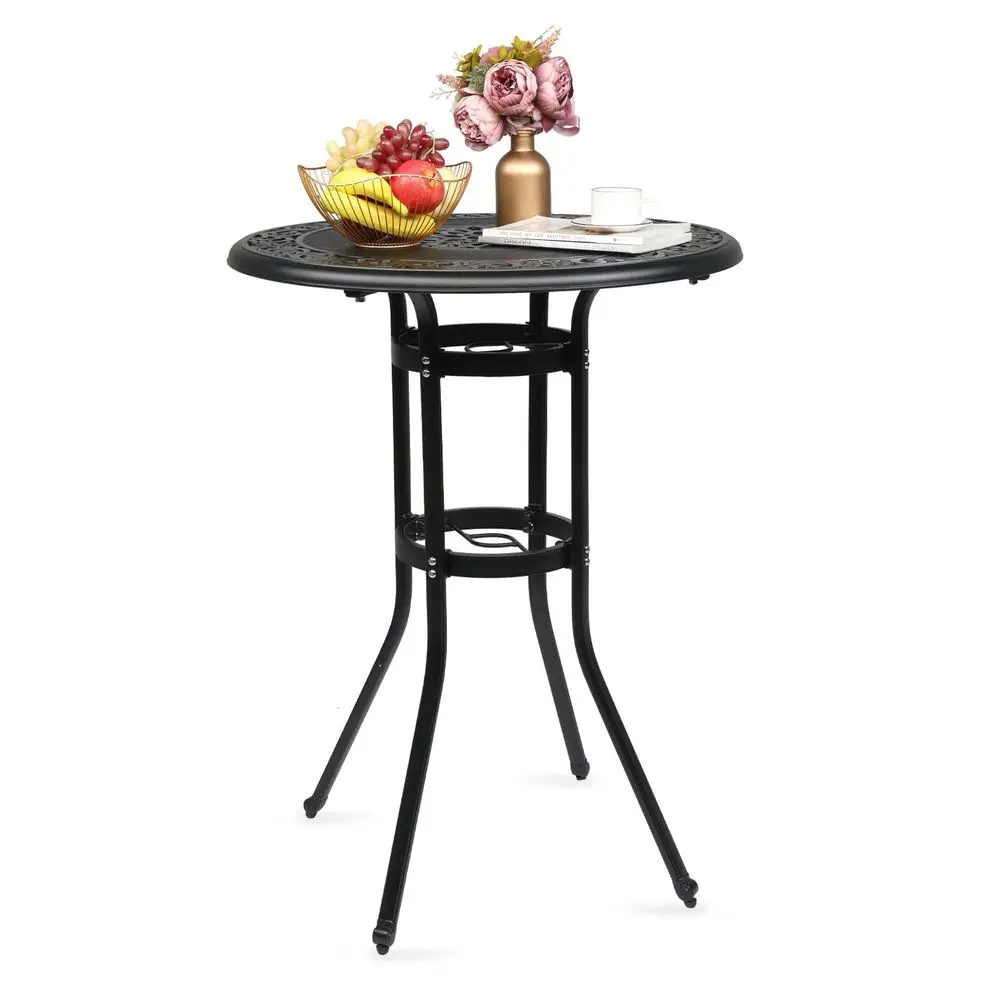 Cast Aluminum Bar Height Patio Table with Umbrella Hole Tall Outdoor Bistro Table, 32 Dia x 41 H Black
Cast Aluminum Bar Height Patio Table with Umbrella Hole Tall Outdoor Bistro Table, 32 Dia x 41 H Black