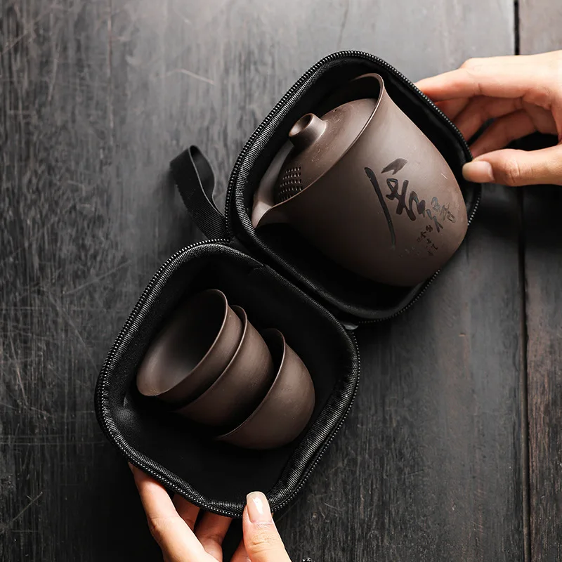 Outdoor One Pot Three Cups Tea Set Portable Purple Clay Quick Tea Cup Luxury Travel Teapot Gift Souvenir
Outdoor One Pot Three Cups Tea Set Portable Purple Clay Quick Tea Cup Luxury Travel Teapot Gift Souvenir