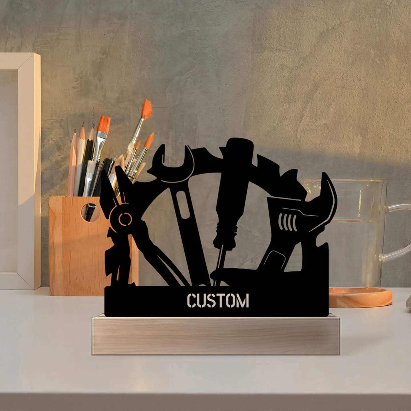 1 pc new kit Customized Text Metal Statue Metal Ornament Iron Sculpture Handicraft With Wood Base
1 pc new kit Customized Text Metal Statue Metal Ornament Iron Sculpture Handicraft With Wood Base