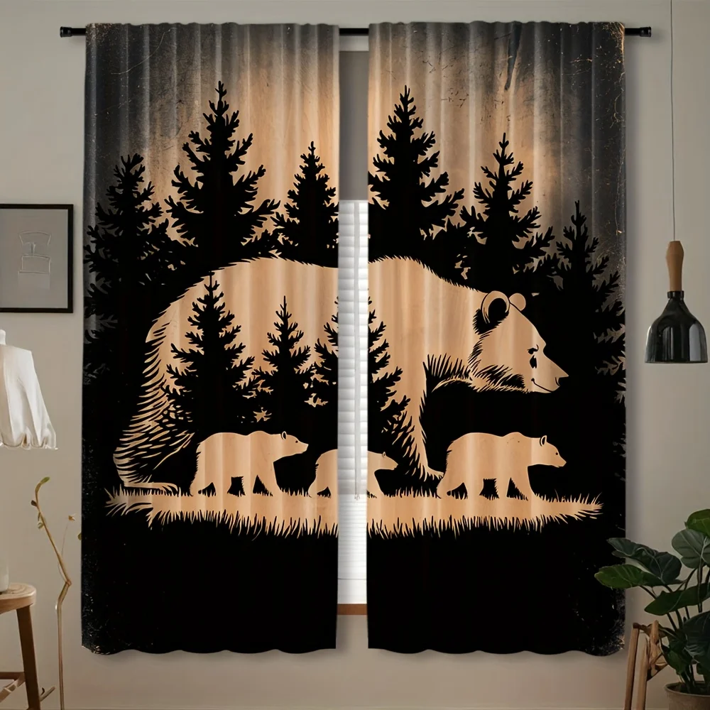 2pcs Bear Forest Curtains Silhouette Animal Print Blackout Drape Living Room Bedroom Window Treatment Home Decor
2pcs Bear Forest Curtains Silhouette Animal Print Blackout Drape Living Room Bedroom Window Treatment Home Decor