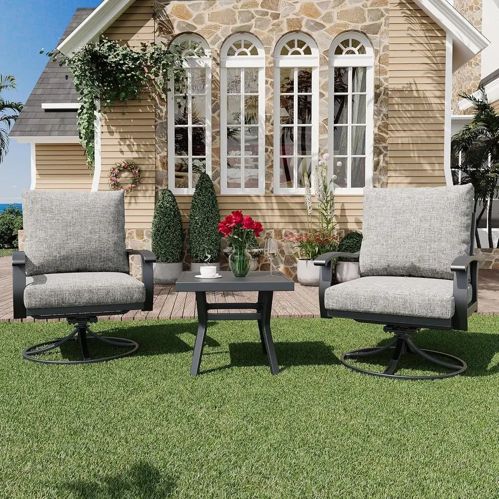 3-Piece Swivel Rocker Patio Set with Cushions for Outdoor Relaxation
3-Piece Swivel Rocker Patio Set with Cushions for Outdoor Relaxation