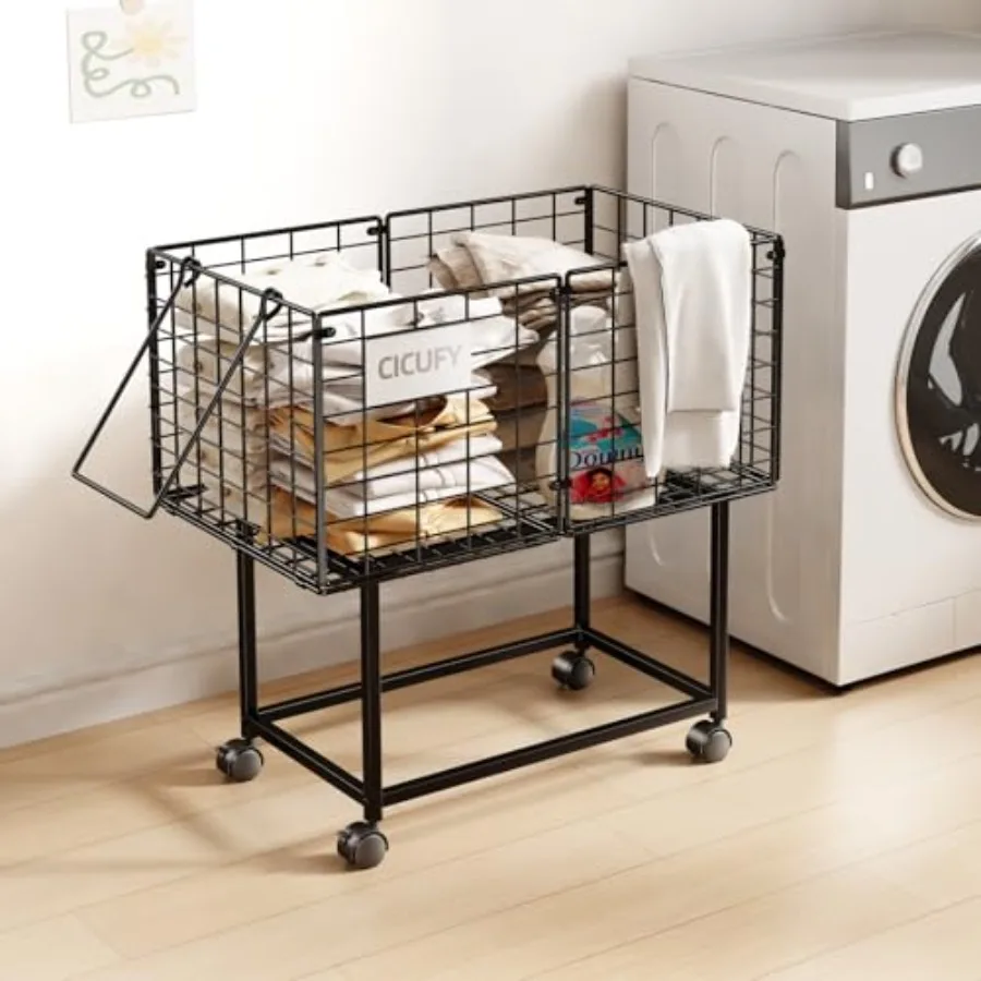 Rolling Laundry Cart 80L Wire Laundry Hamper Basket on Wheels Dirty Clothes Basket with Handle Metal Clothes Hamper Organizer f
Rolling Laundry Cart 80L Wire Laundry Hamper Basket on Wheels Dirty Clothes Basket with Handle Metal Clothes Hamper Organizer f