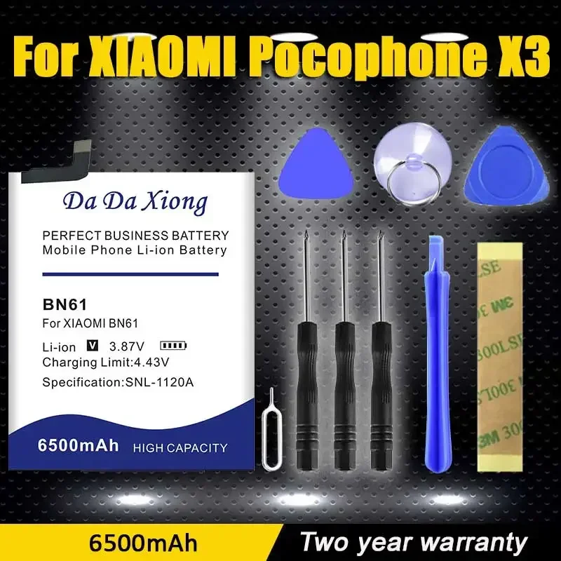 Новый аккумулятор BN61 на 6500 мАч для Xiaomi PocophoneX3 Poco X3, отправить вспомогательный инструмент
Новый аккумулятор BN61 на 6500 мАч для Xiaomi PocophoneX3 Poco X3, отправить вспомогательный инструмент
