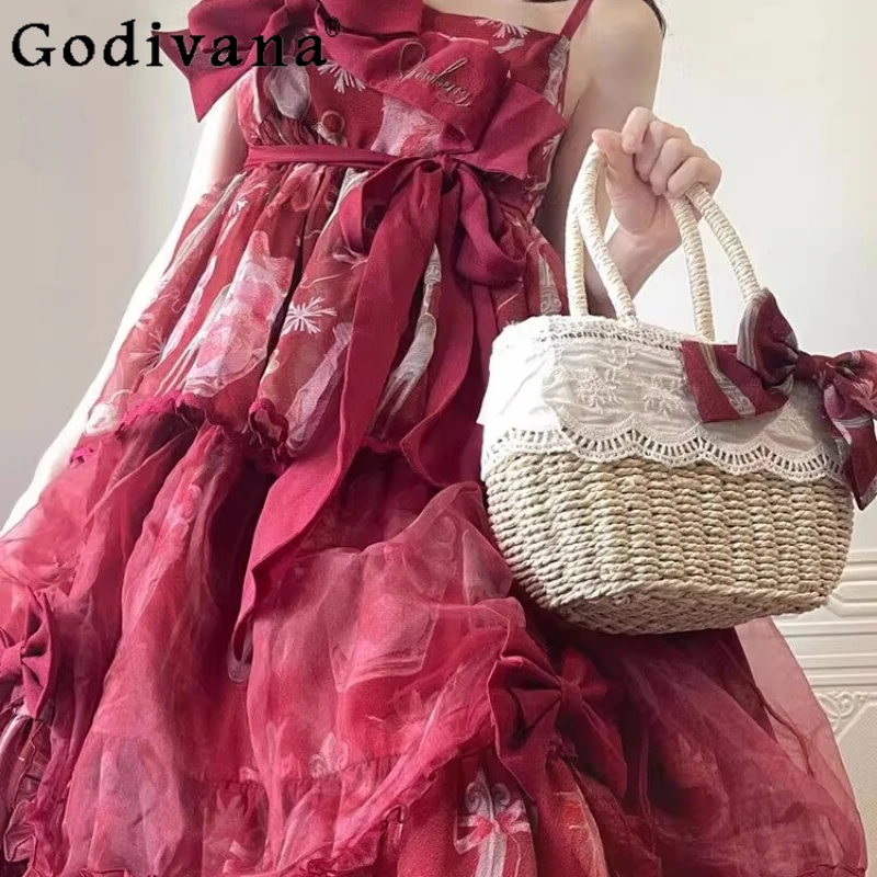 Lolita Stage JSK Bow Red Suspender Dress Women's Sleeveless Big Swing Christmas Dress Female Party Cosplay Dress
Lolita Stage JSK Bow Red Suspender Dress Women's Sleeveless Big Swing Christmas Dress Female Party Cosplay Dress
