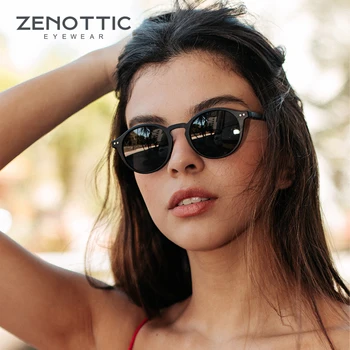 ZENOTTIC 남녀공용 레트로 소형 라운드 편광 선글라스, 경량 빈티지 UV400 편광 렌즈, 패션 쉐이드