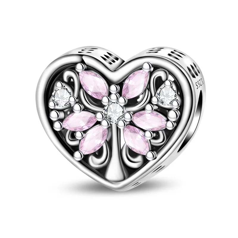 925 Sterling Silver Heart Shaped Pink Tree Of Life Charms Beads For Women Fit Original Bracelet DIY Birthday Party Jewelry Gift
925 Sterling Silver Heart Shaped Pink Tree Of Life Charms Beads For Women Fit Original Bracelet DIY Birthday Party Jewelry Gift