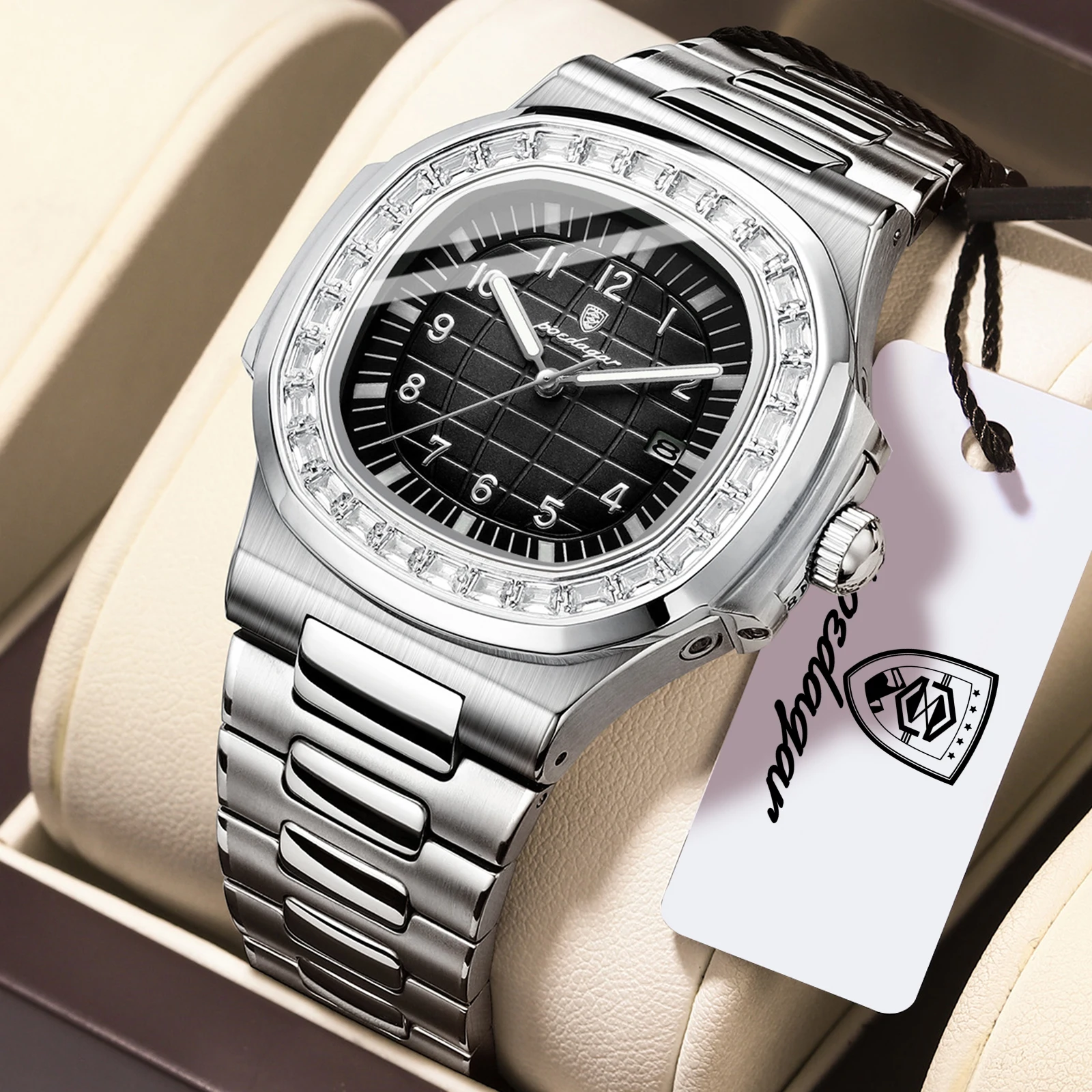 POEDAGAR Fashion Square Men Watch Waterproof Luminous Date Luxury Quartz Male Clock Stainless Steel Business Men's Watches Reloj
POEDAGAR Fashion Square Men Watch Waterproof Luminous Date Luxury Quartz Male Clock Stainless Steel Business Men's Watches Reloj