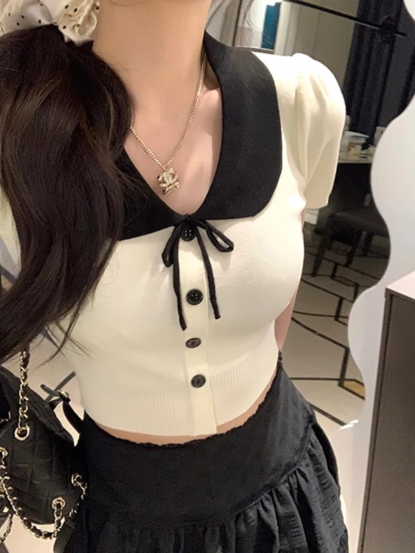 Летний трикотажный женский топ Irt Slim Fit Classic Sle Sweet Faion 2025 New College с отложным воротником
Летний трикотажный женский топ Irt Slim Fit Classic Sle Sweet Faion 2025 New College с отложным воротником