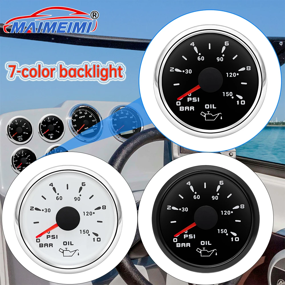 0-5 BarI/0-10Bar Oil Pressure Gauge 7 Color Backlight 52MM Auto Car Gauge or 1/8NPT Sensor oil pressure sensor for Marine Boat 
0-5 BarI/0-10Bar Oil Pressure Gauge 7 Color Backlight 52MM Auto Car Gauge or 1/8NPT Sensor oil pressure sensor for Marine Boat