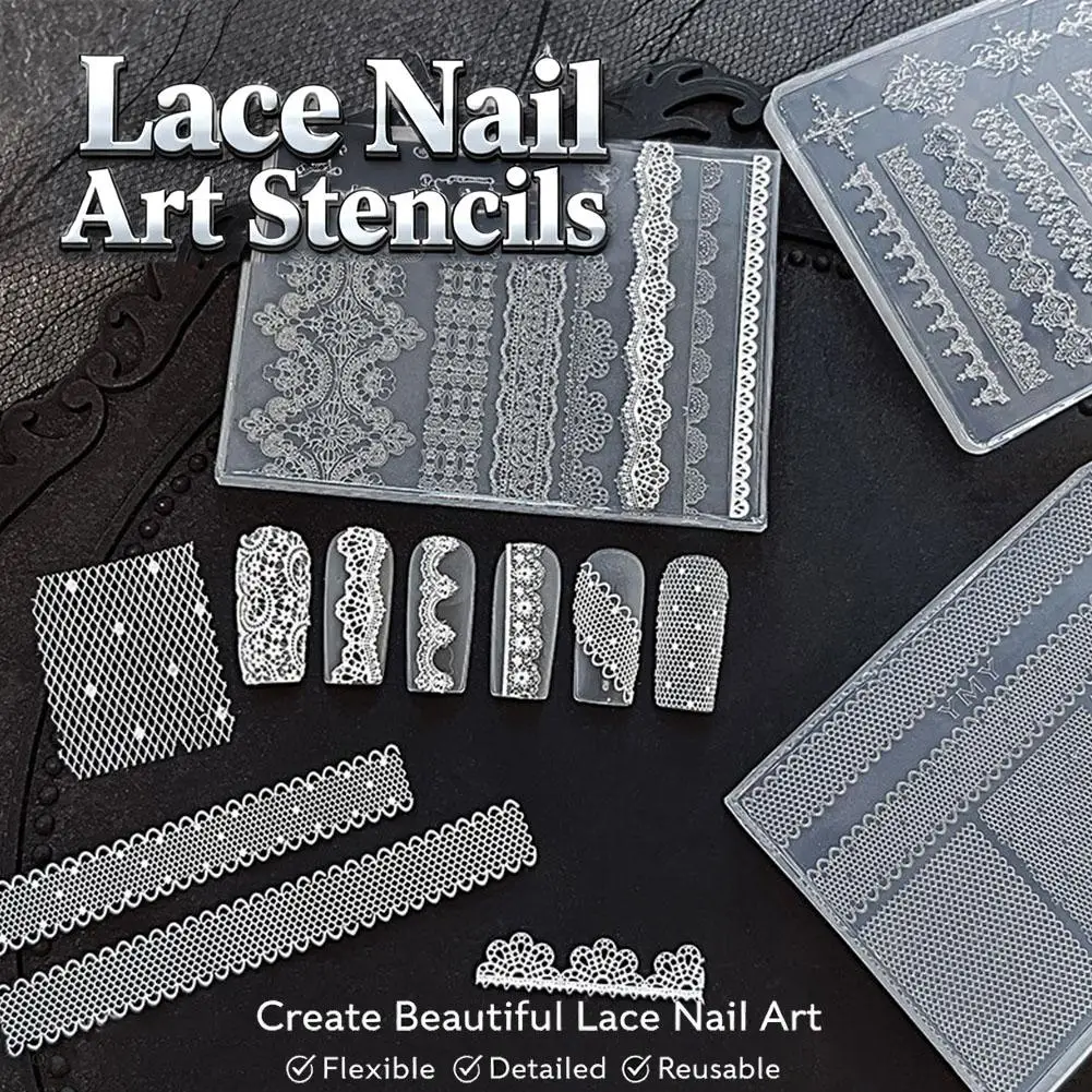 Silicone Lace Nail Art Stencil 3D Vintage Lace Pattern Template Reusable Nail Printing Mold DIY Manicure Tool
Silicone Lace Nail Art Stencil 3D Vintage Lace Pattern Template Reusable Nail Printing Mold DIY Manicure Tool