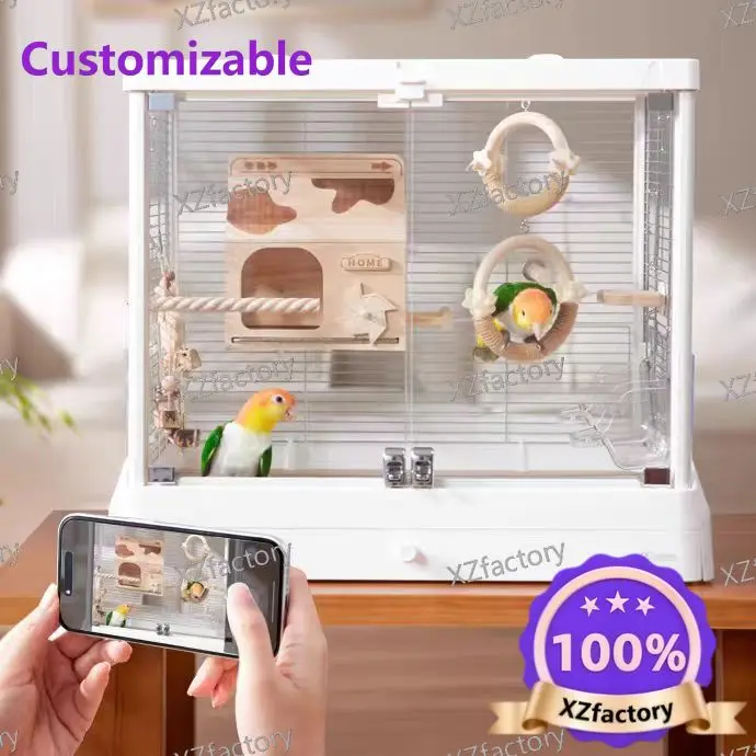 Panoramic Glass Bird Cage, High Transparent Household Parrot Cage for Budgies, Peony Parakeets and Cockatiels
Panoramic Glass Bird Cage, High Transparent Household Parrot Cage for Budgies, Peony Parakeets and Cockatiels