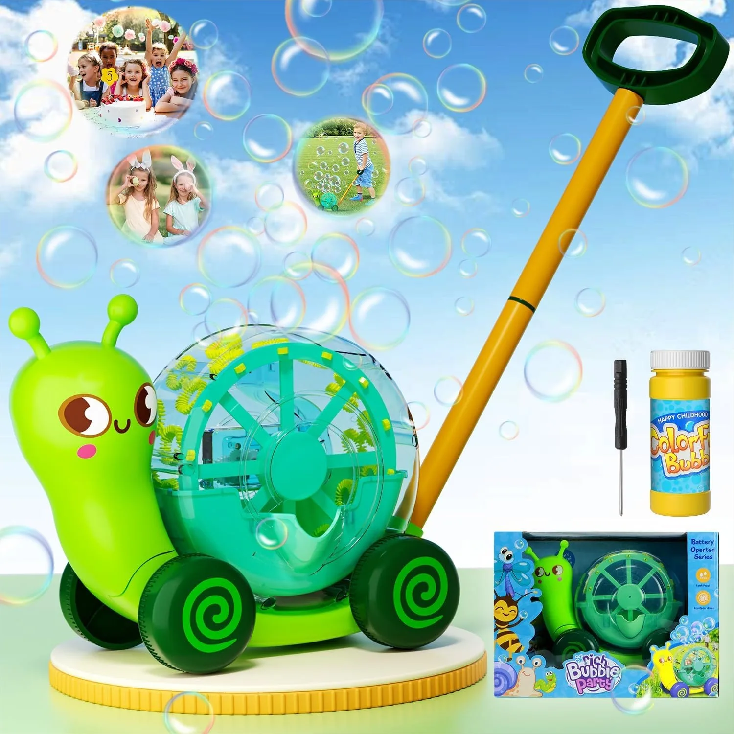Snail Bubble Mower Toy for Kids Ages 3+ with Light-Up 3D Push Design, Includes Bubble Solution, Great Outdoor Summer Party Gift
Snail Bubble Mower Toy for Kids Ages 3+ with Light-Up 3D Push Design, Includes Bubble Solution, Great Outdoor Summer Party Gift