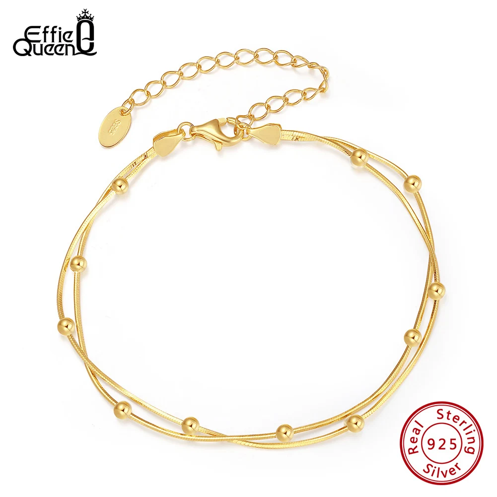 EFFIE QUEEN 925 Silver Snake Chain Bracelet Double Layers Round Beads Link Chain Bracelet for Women Adjustable Jewelry SB183
EFFIE QUEEN 925 Silver Snake Chain Bracelet Double Layers Round Beads Link Chain Bracelet for Women Adjustable Jewelry SB183