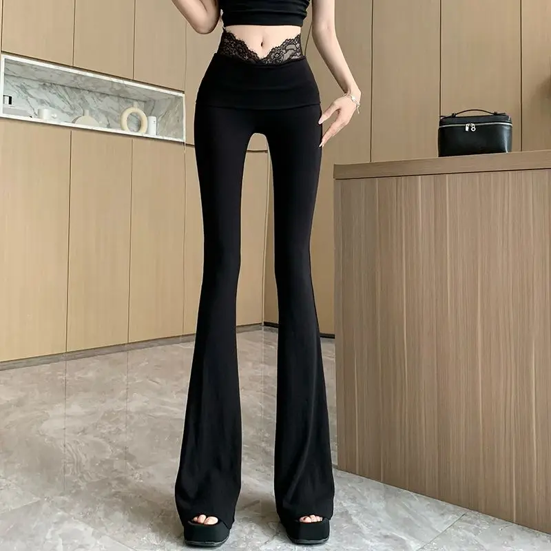 Lace High Waist Flare Ladies Summer Slim Patchwork Lace Black Elastic Waist Straight New Simplicity Bodycon Trousers Women's
Lace High Waist Flare Ladies Summer Slim Patchwork Lace Black Elastic Waist Straight New Simplicity Bodycon Trousers Women's