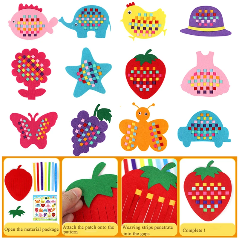 Children's Handmade Weaving Toys Cartoon Chicken Flower Fruit Fish Ocean Animal Non-woven Weaving Material Art Craft Set for Kid
Children's Handmade Weaving Toys Cartoon Chicken Flower Fruit Fish Ocean Animal Non-woven Weaving Material Art Craft Set for Kid