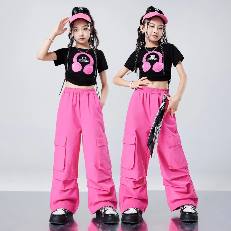 Kids Jazz Hip Hop Dance Clothes Girls Short Sleeves Tops Pink Cargo Pants Street Dance Clothing Kpop Set Concert Wear BL13186
Kids Jazz Hip Hop Dance Clothes Girls Short Sleeves Tops Pink Cargo Pants Street Dance Clothing Kpop Set Concert Wear BL13186