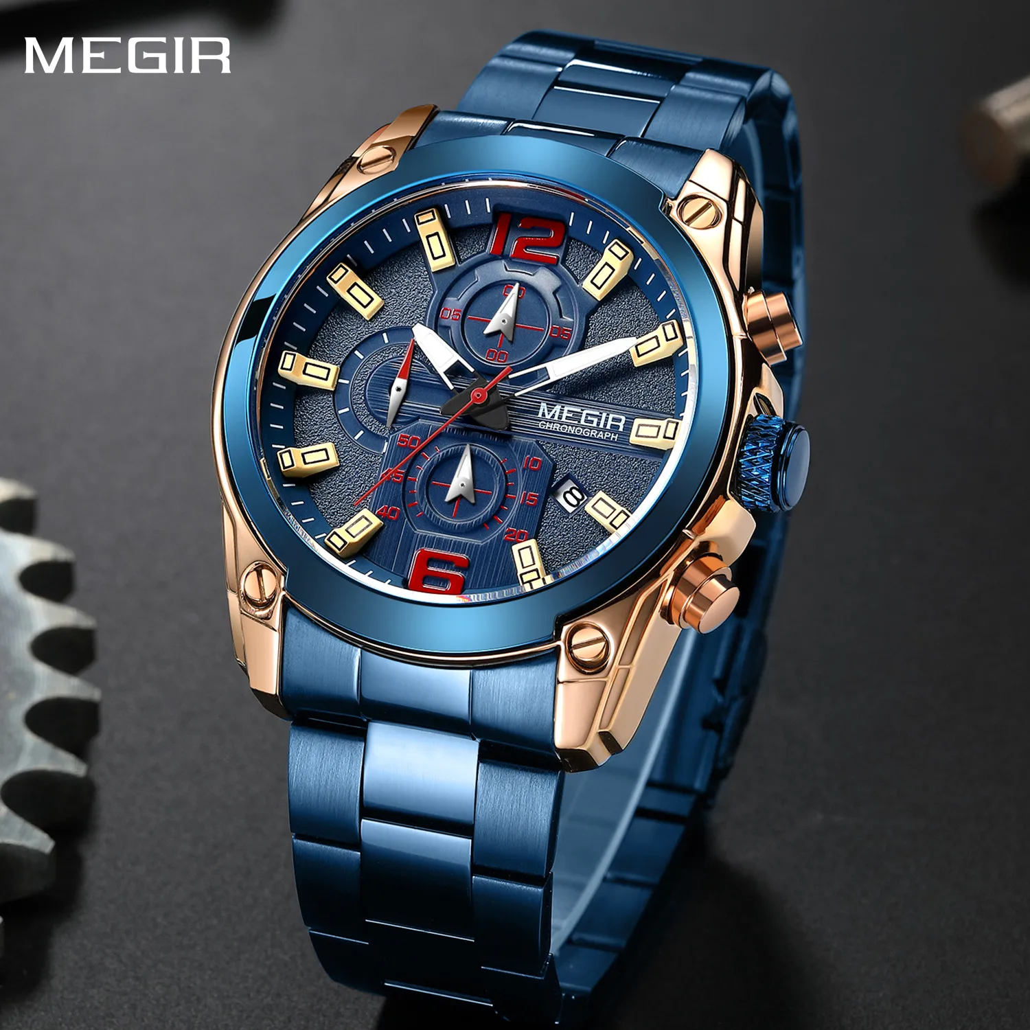 MEGIR Luxury Men's Chronograph Stainless Steel Male Wristwatch Waterproof Luminous Quartz Watch Clock Date Reloj Hombre 2063
MEGIR Luxury Men's Chronograph Stainless Steel Male Wristwatch Waterproof Luminous Quartz Watch Clock Date Reloj Hombre 2063