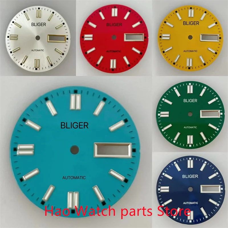 BLIGER 29mm sterile dial Blue Red Silver 7-color green C3 luminous sterile dial is suitable for nh36 movement
BLIGER 29mm sterile dial Blue Red Silver 7-color green C3 luminous sterile dial is suitable for nh36 movement